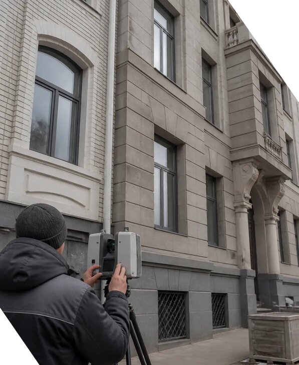 Лазерное сканирование фасадов зданий для обследования в Осинниках